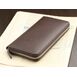 ABIES L.P. 角シボ型押し牛革　 ラウンドファスナー長財布　チョコ