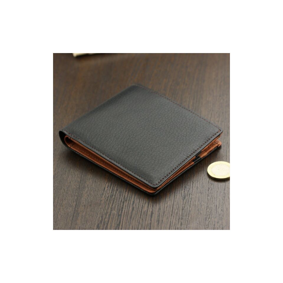 ABIES L.P. シープスキン調牛革 二つ折り財布/2つ折り財布（小銭入れなしタイプ）ブラック